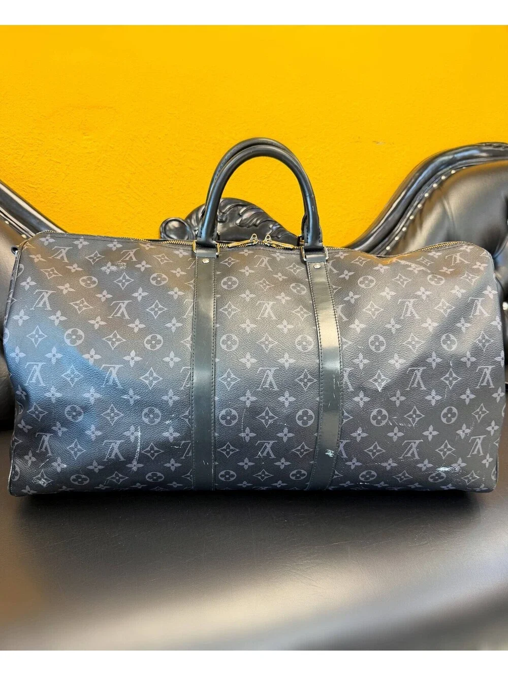 Louis Vuitton Monogram Eclipse Keepall 55 Bandouliere Duffle